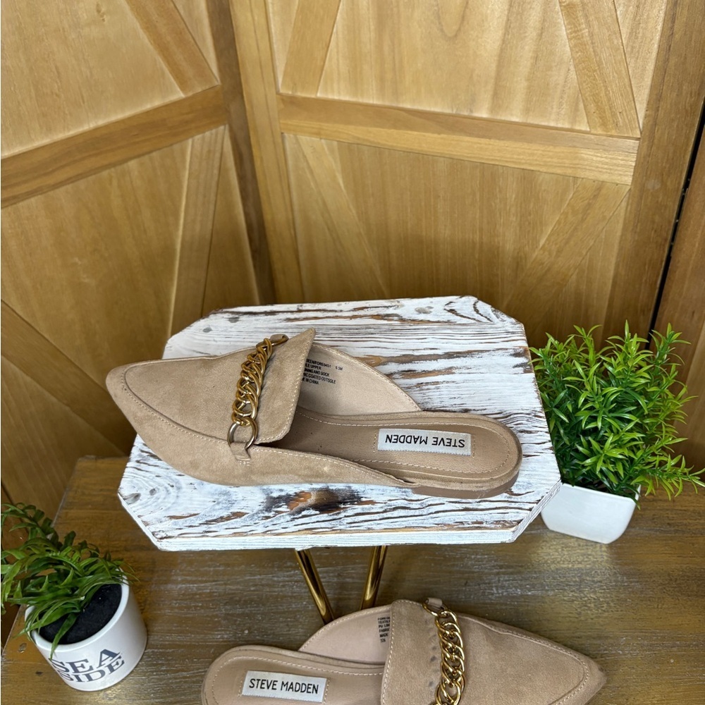 Steve Madden Women’s Tan Mules with Minimalist Design Size 6.5 - Picture 3 of 4